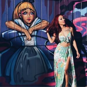 NEW Green & White High Slit Maxi Dress